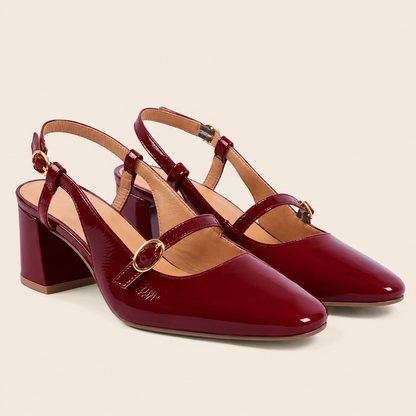 Escarpins Femme en Cuir Verni à Talon Carré Élégant