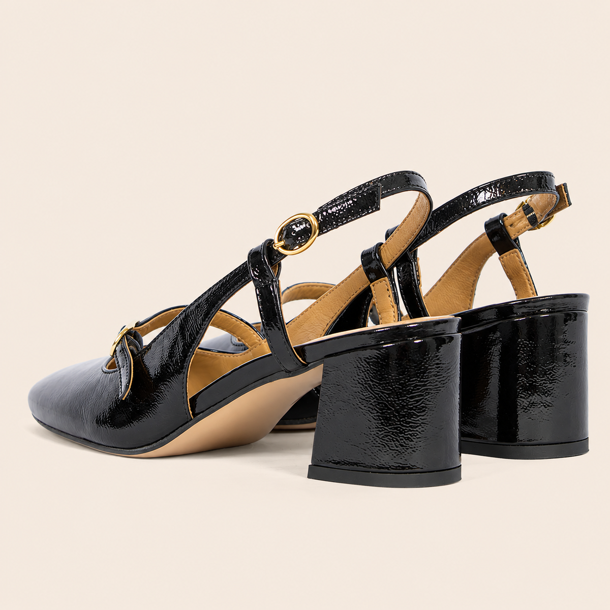 Escarpins Femme en Cuir Verni à Talon Carré Élégant