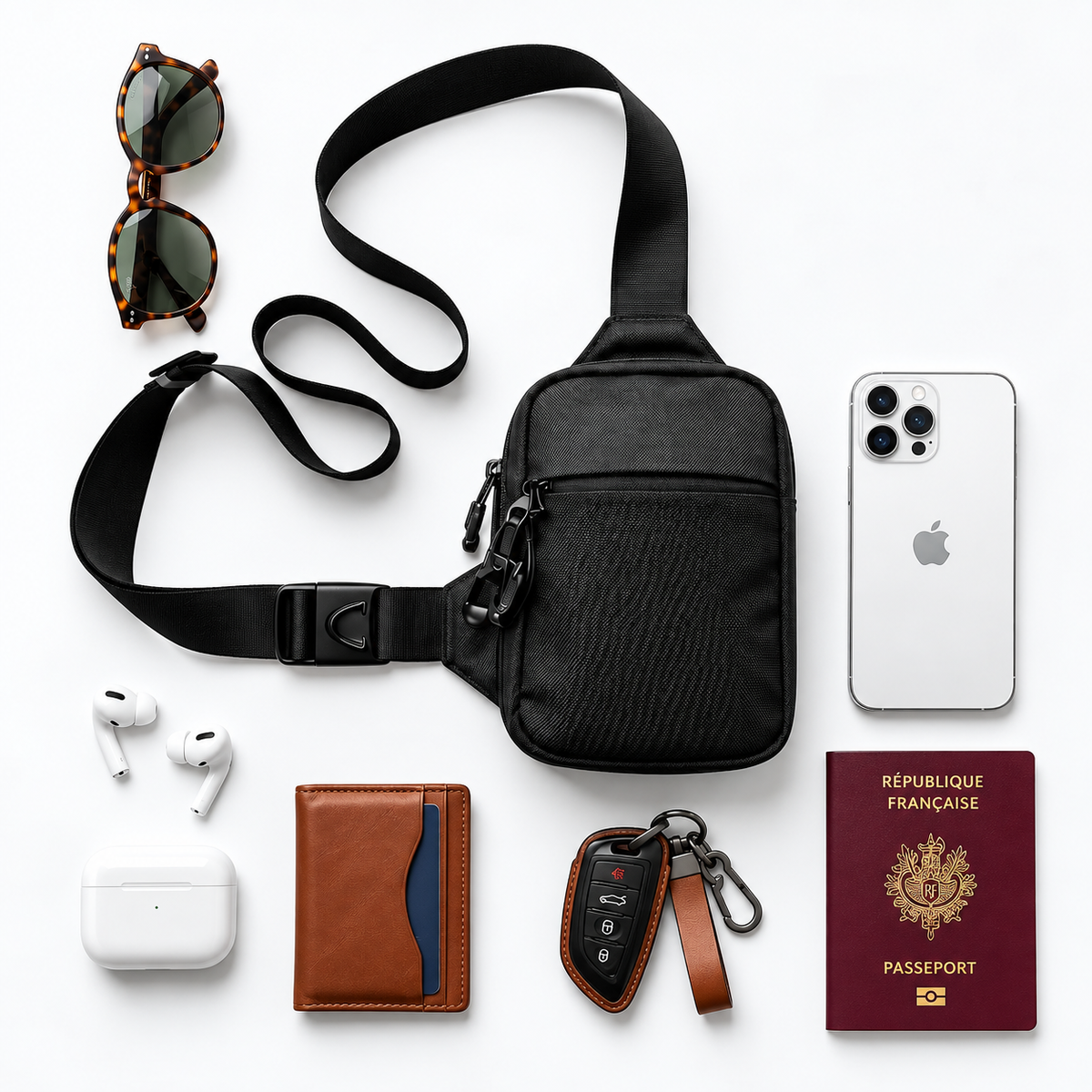 Sac bandoulière antivol compact avec protection RFID