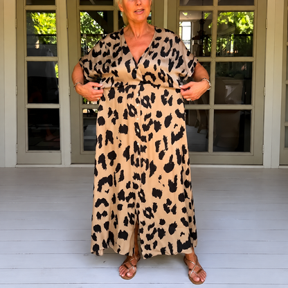 Langes Leopardenmuster-Kleid für Damen