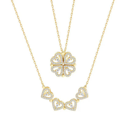 Collier 2-en-1 Trefle et Coeur