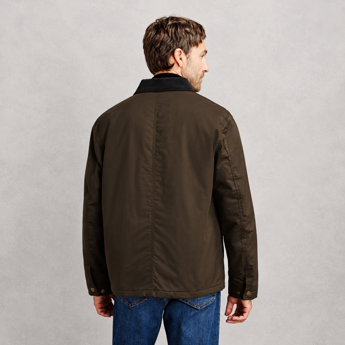 Blouson Homme Velours de Coton Kaki à Col Chemise