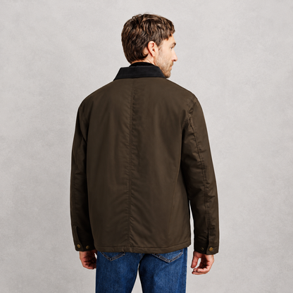 Blouson Homme Velours de Coton Kaki à Col Chemise
