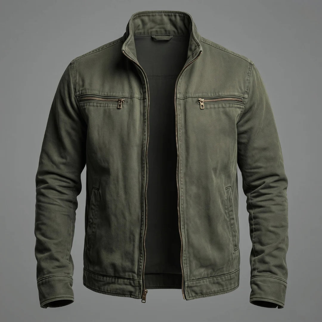 Veste en Coton Vintage à Fermeture Zippée