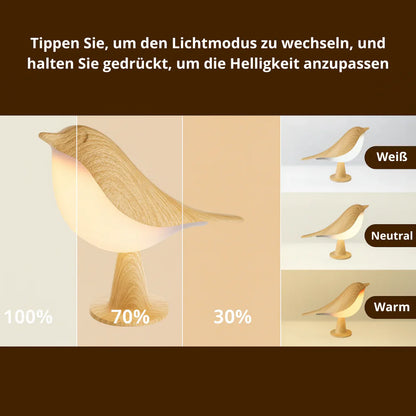 Lampe LED oiseau bois tactile rechargeable