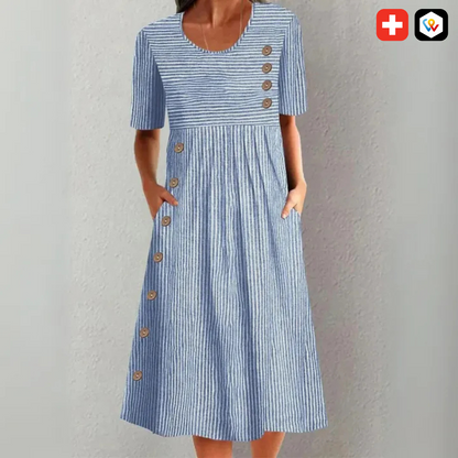 Robe midi rayée en coton