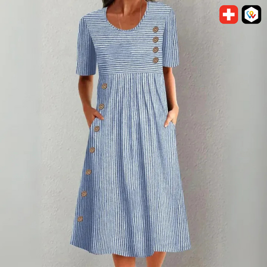 Robe midi rayée en coton