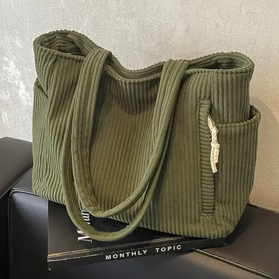 Gerippte Tragetasche mit Kordelgriff