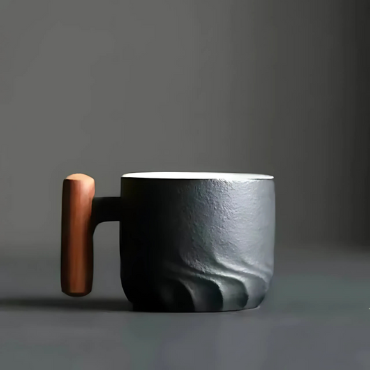 Tasses expresso vintage avec manche en bois