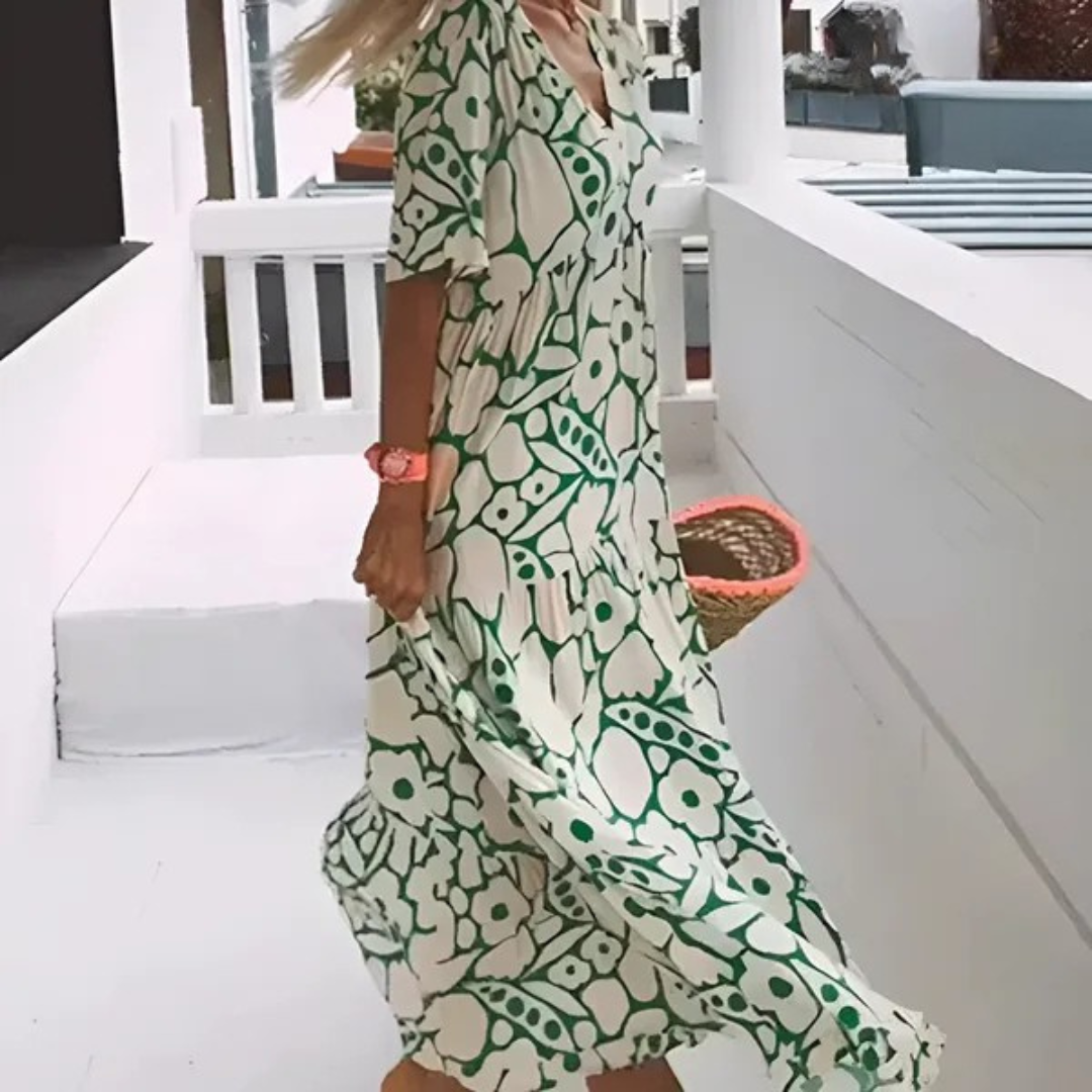 Robe longue fluide imprimée – coupe ample et estivale