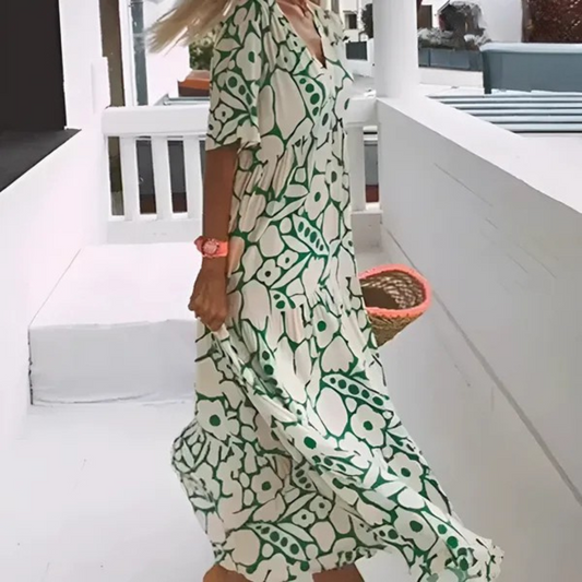 Robe longue fluide imprimée – coupe ample et estivale