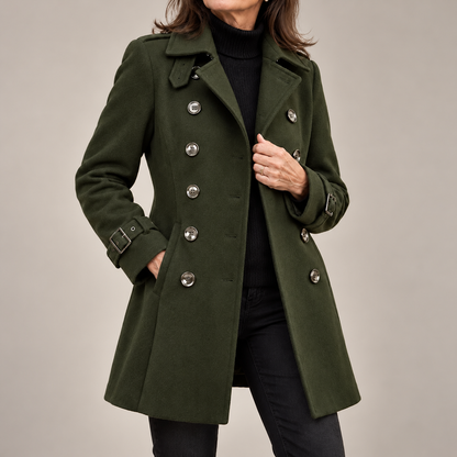 Manteau Long Femme Élégant à Double Boutonnage