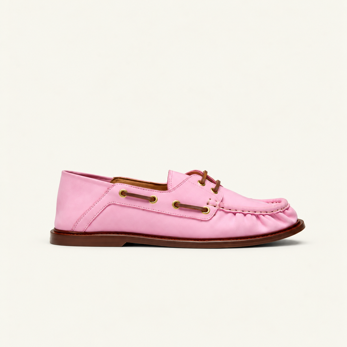 Mocassins Femme en Suède Chocolat à Clous Dorés