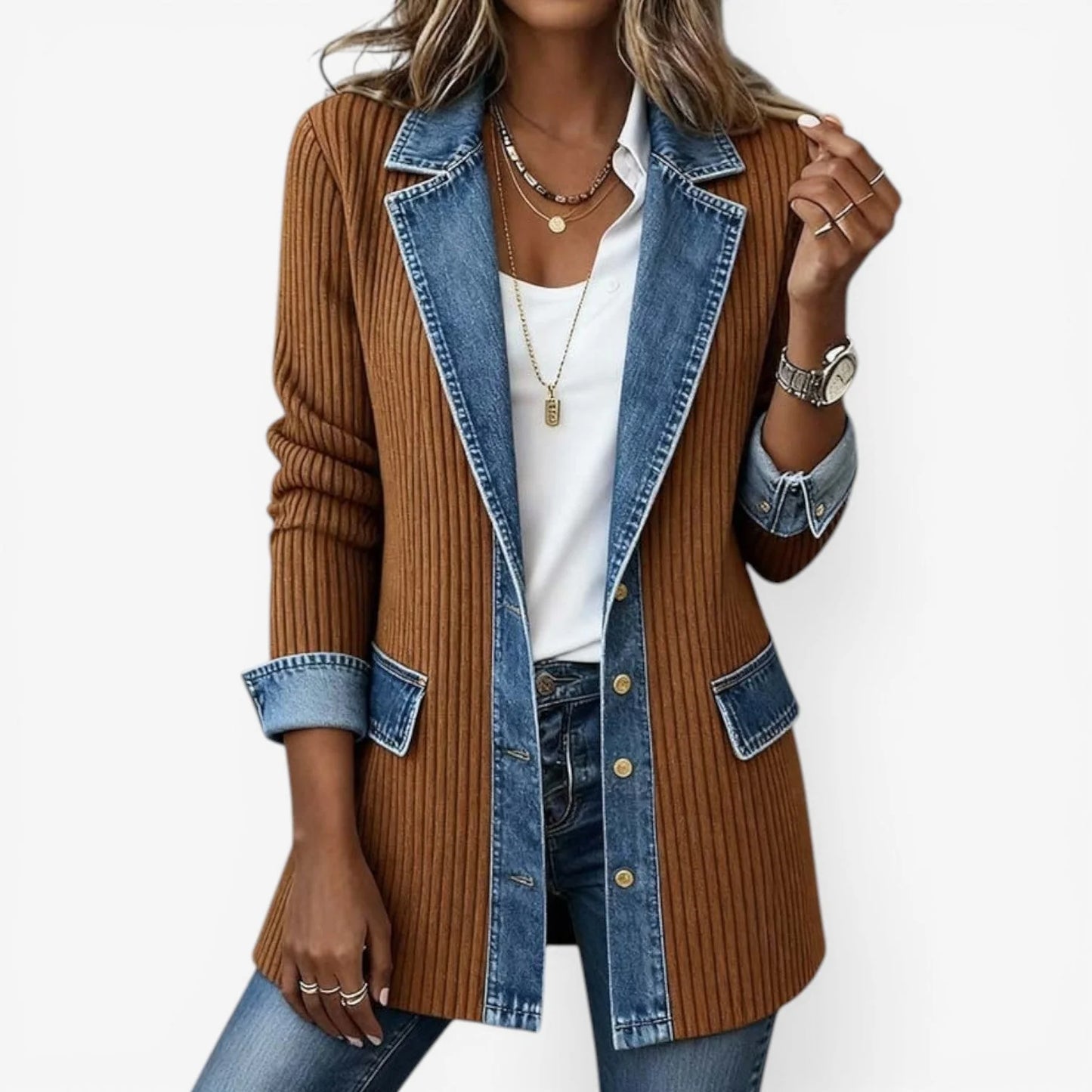 Damenjacke aus Denim-Mischgewebe
