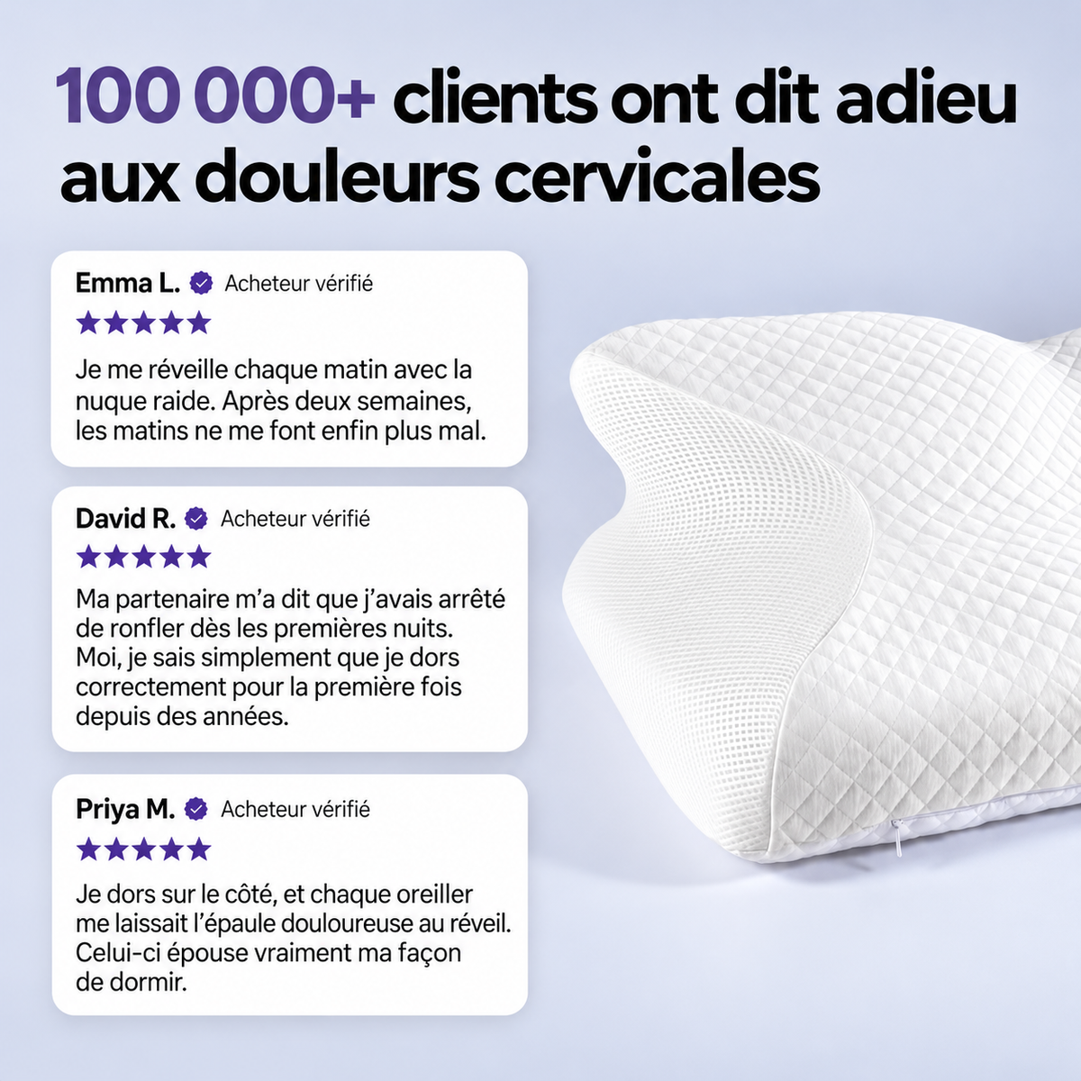 Oreiller Ergonomique Cervical à Mémoire de Forme