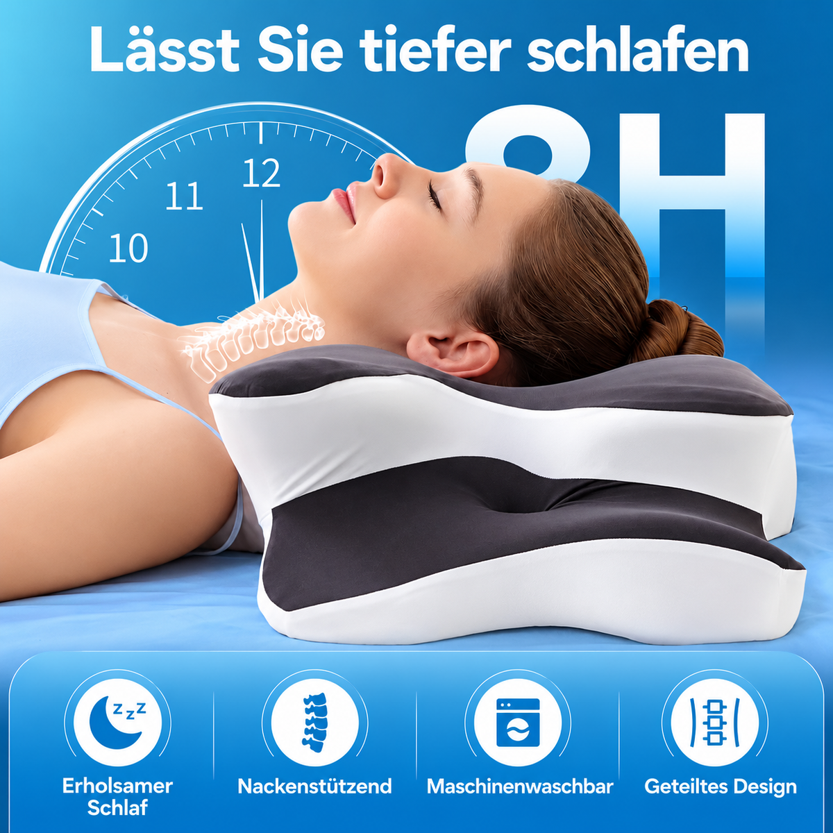 Ergonomisches Kissen mit Formgedächtnis und Kühlfunktion
