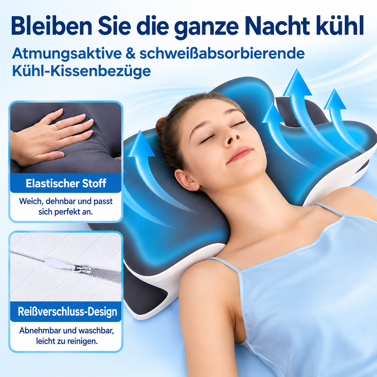 Ergonomisches Kissen mit Formgedächtnis und Kühlfunktion
