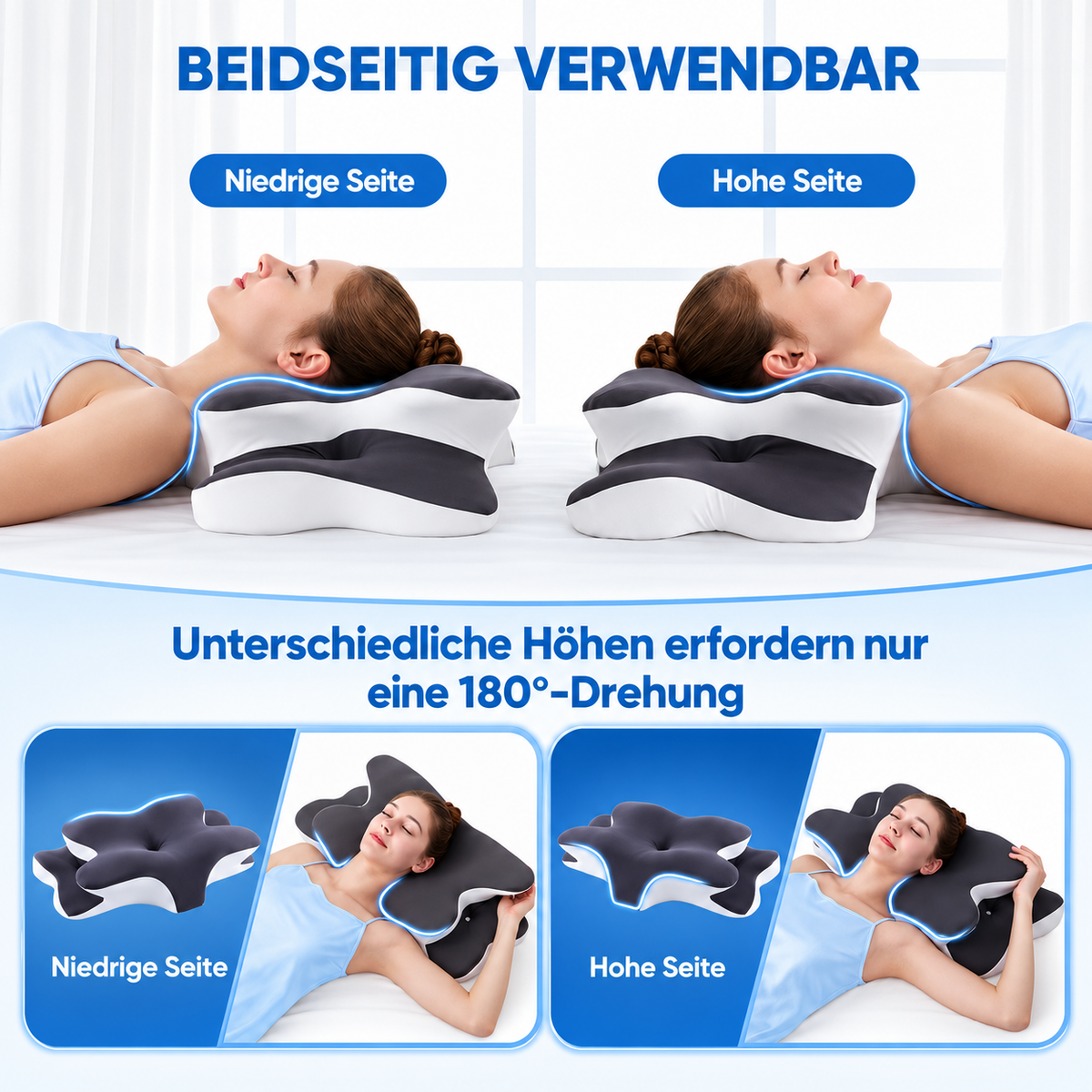 Ergonomisches Kissen mit Formgedächtnis und Kühlfunktion