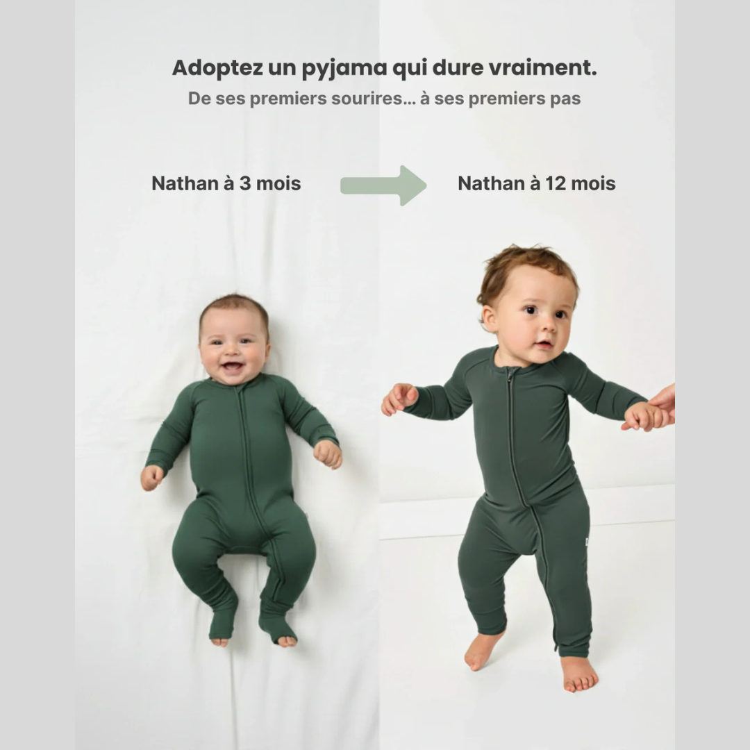 Pyjama bébé en bambou évolutif doux et confortable