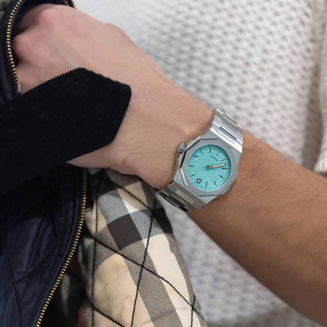 Montre automatique acier turquoise élégante