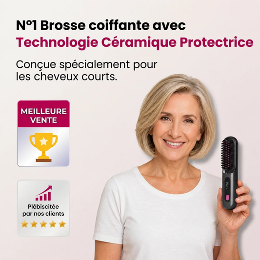 Brosse coiffante chauffante céramique cheveux courts