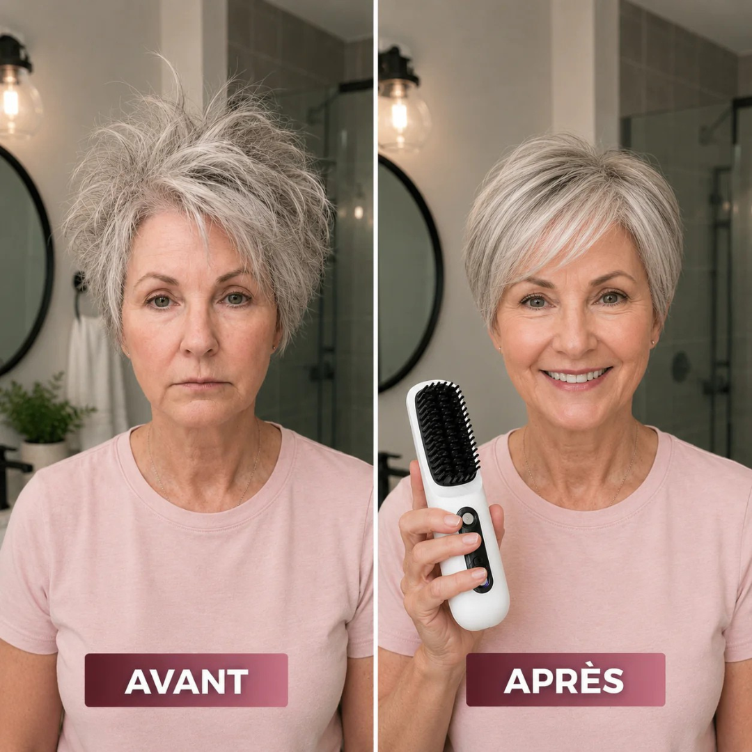 Brosse coiffante chauffante céramique cheveux courts