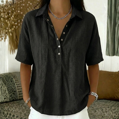 Blouse Femme Élégante et Légère à Col Boutonné