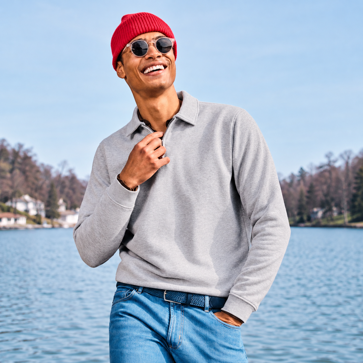 Pull Homme à Col Zippé
