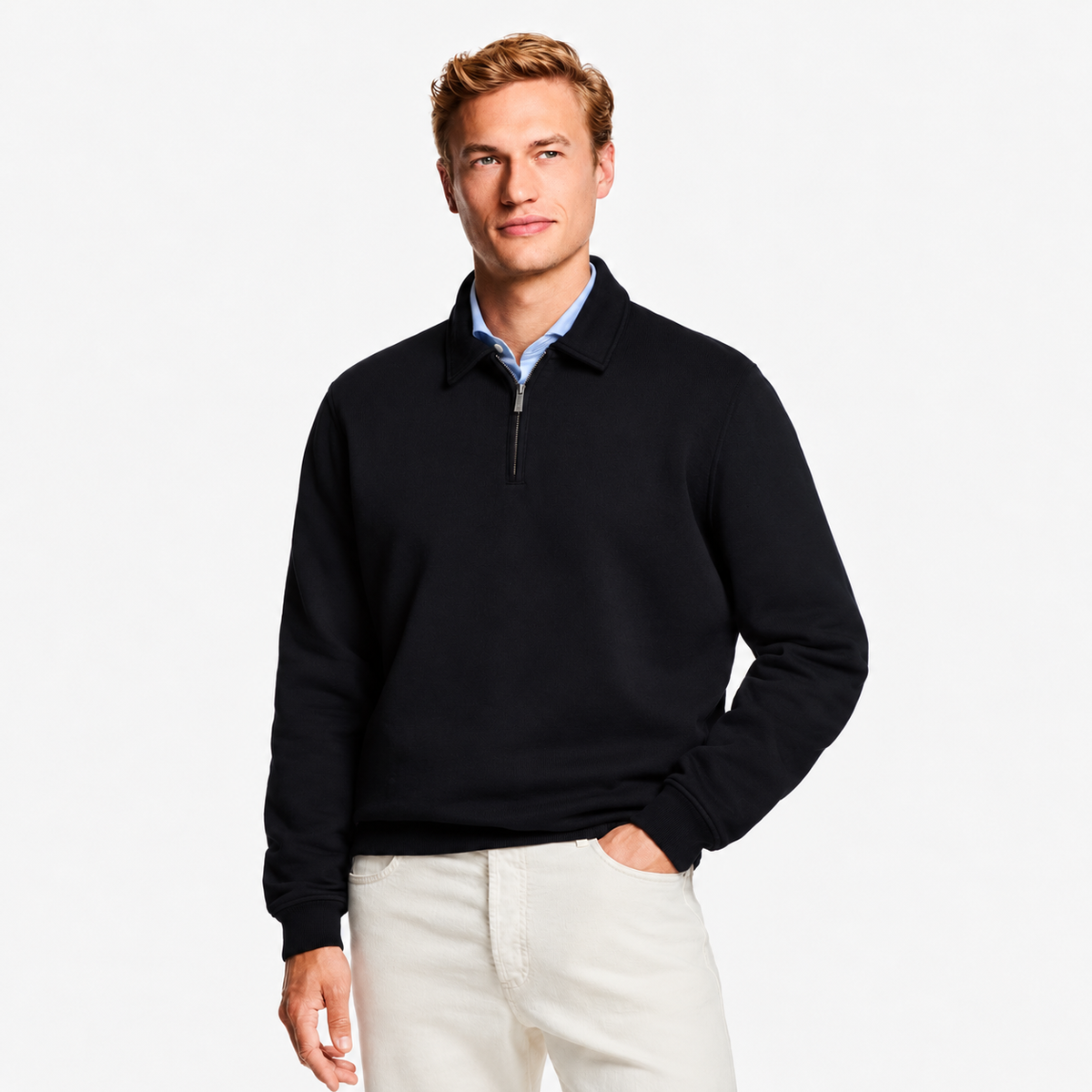 Pull Homme à Col Zippé