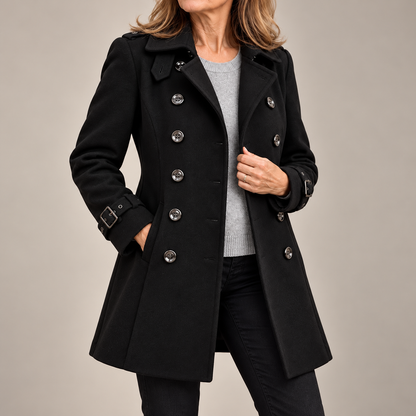 Manteau Long Femme Élégant à Double Boutonnage