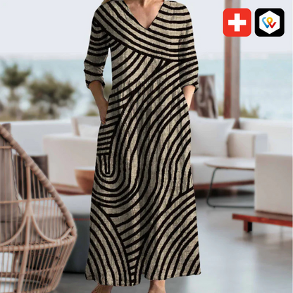 Robe longue rayée au style vintage