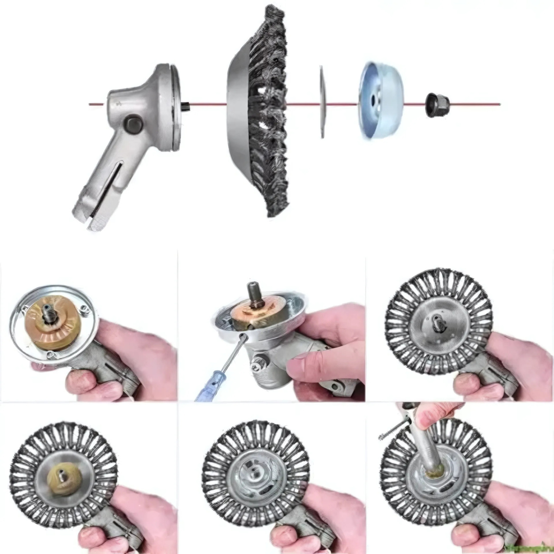 Brosse métallique universelle pour débroussailleuse