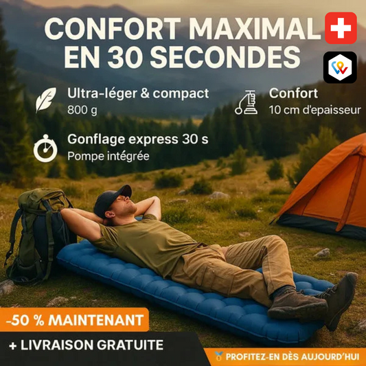 Matelas gonflable ultraléger et compact pour bivouac et camping