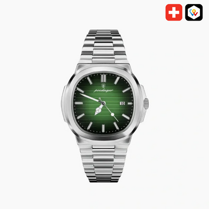 Edelstahl Armbanduhr mit grünem Zifferblatt – 41mm