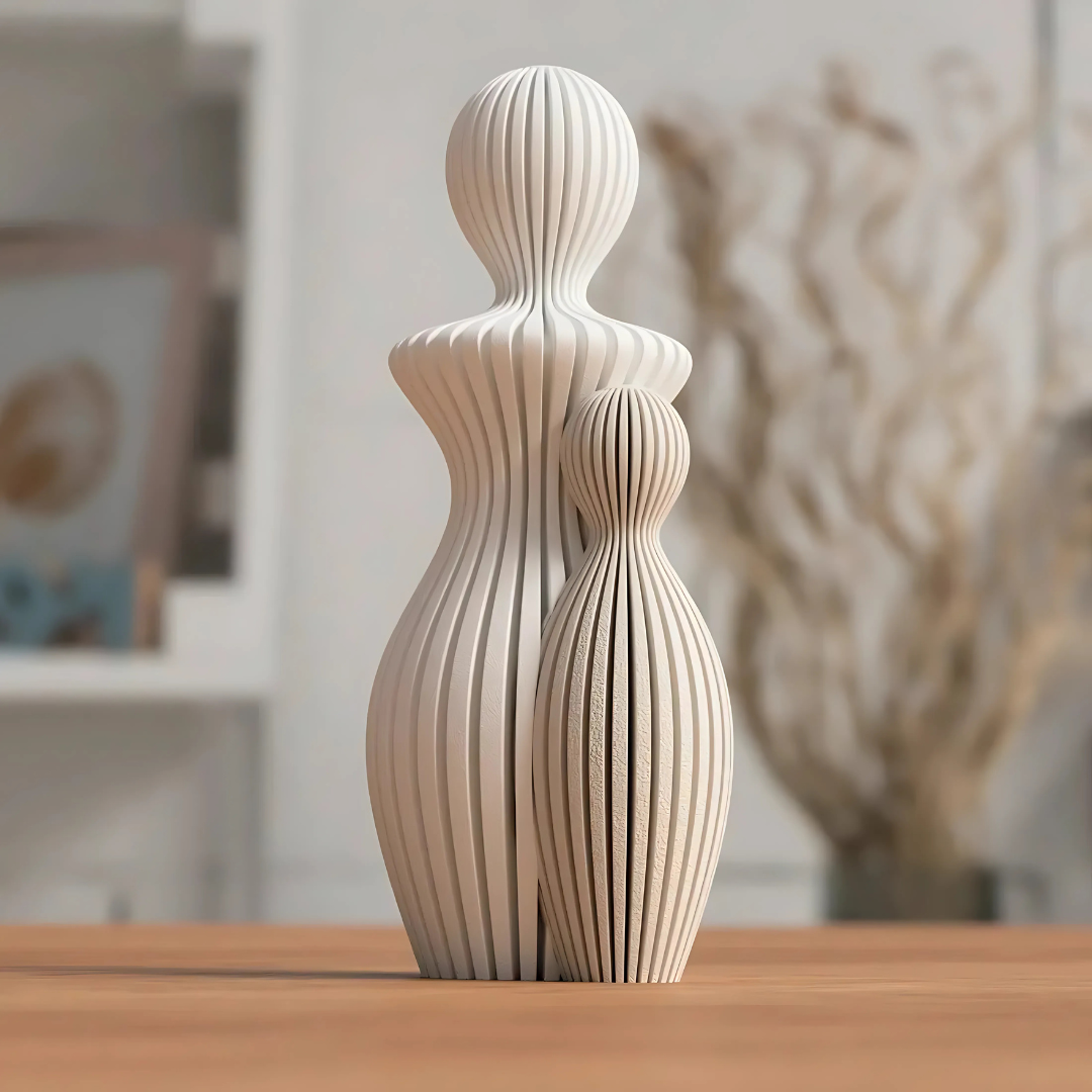 Sculpture Famille Personnalisable Minimaliste en Bioplastique