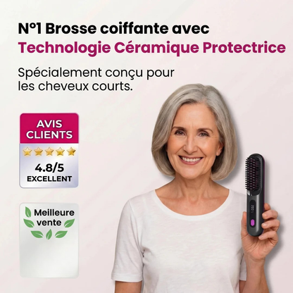 Brosse coiffante chauffante céramique cheveux courts