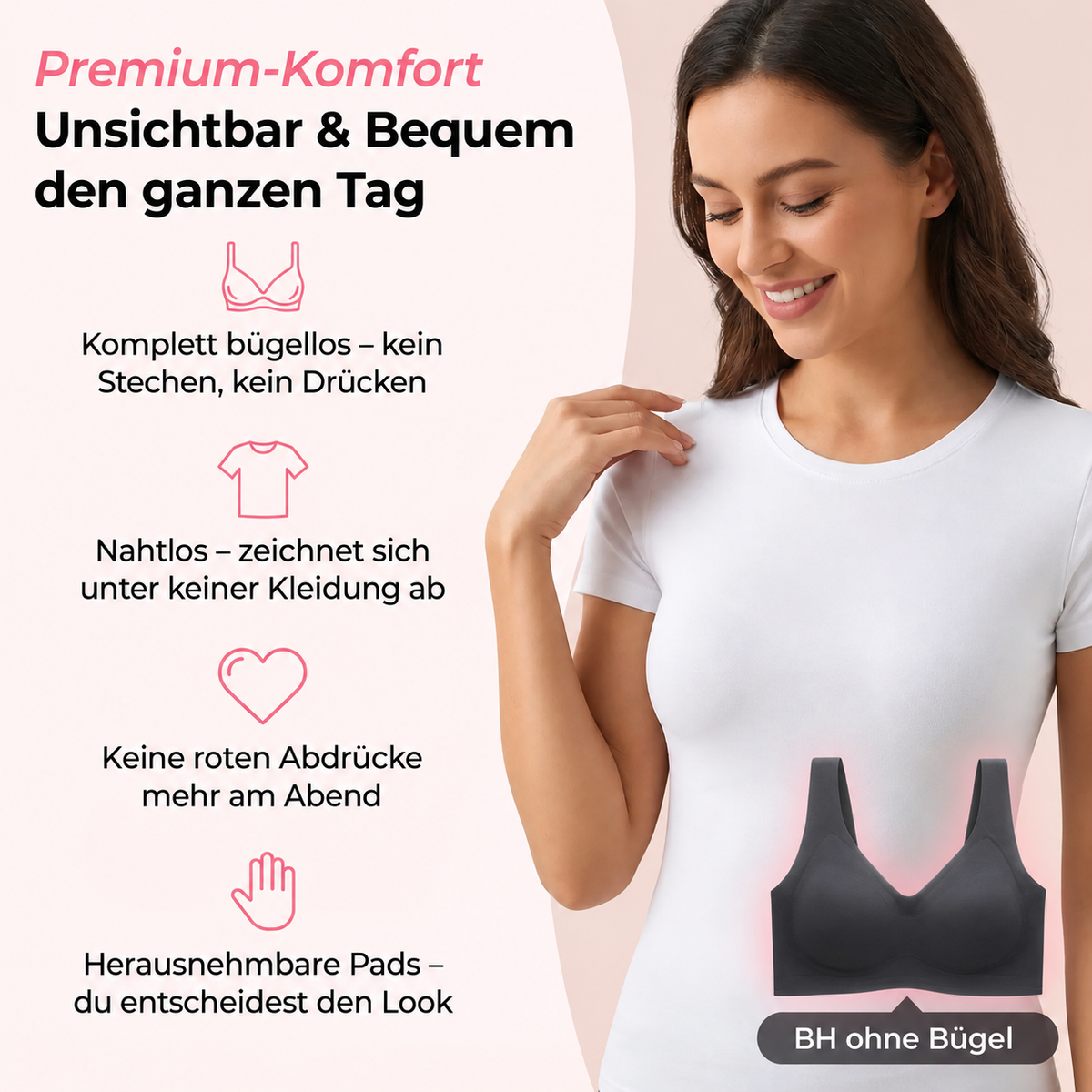 Soutien-gorge sans armatures invisible et confortable