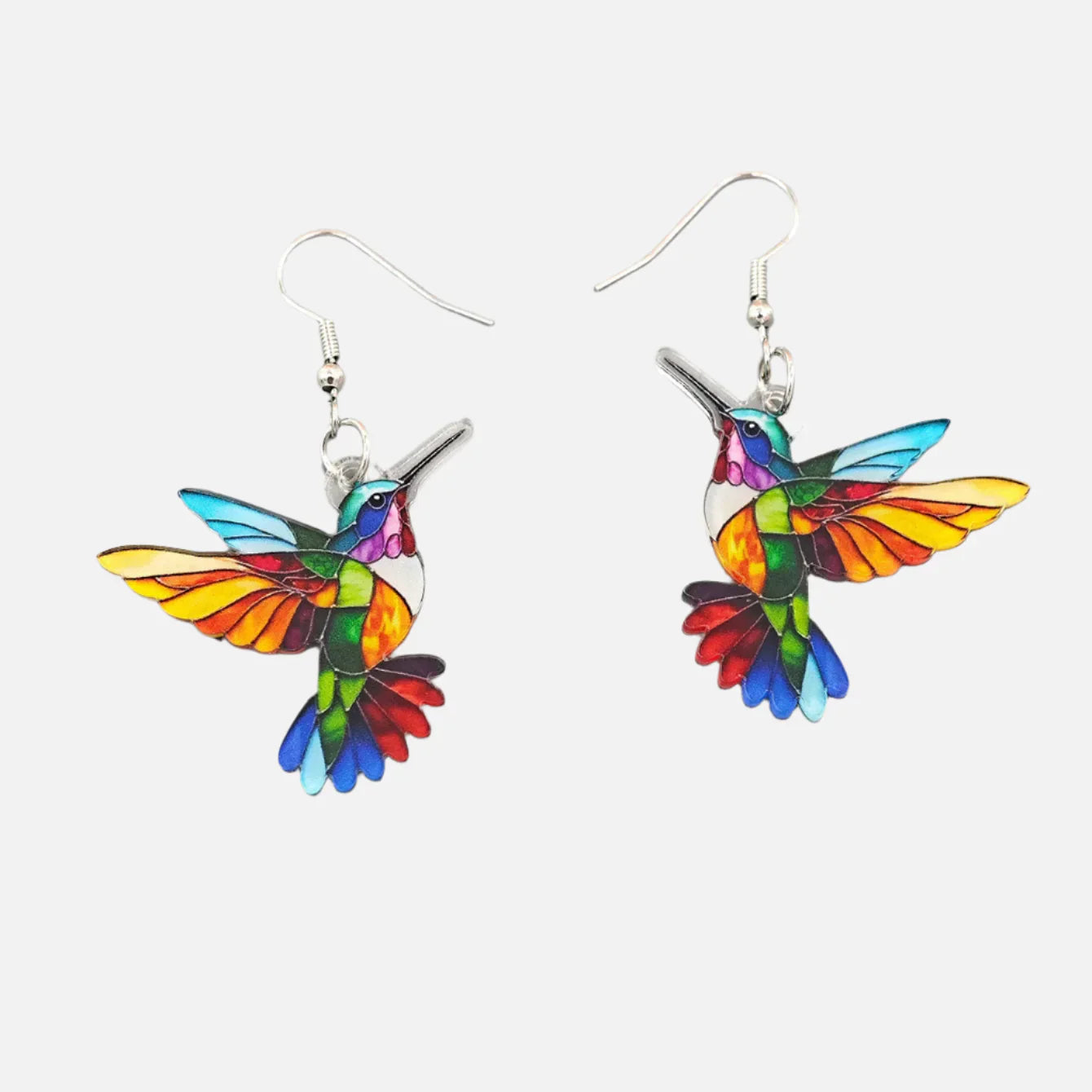 Boucles d’oreilles colibri multicolores légères et élégantes