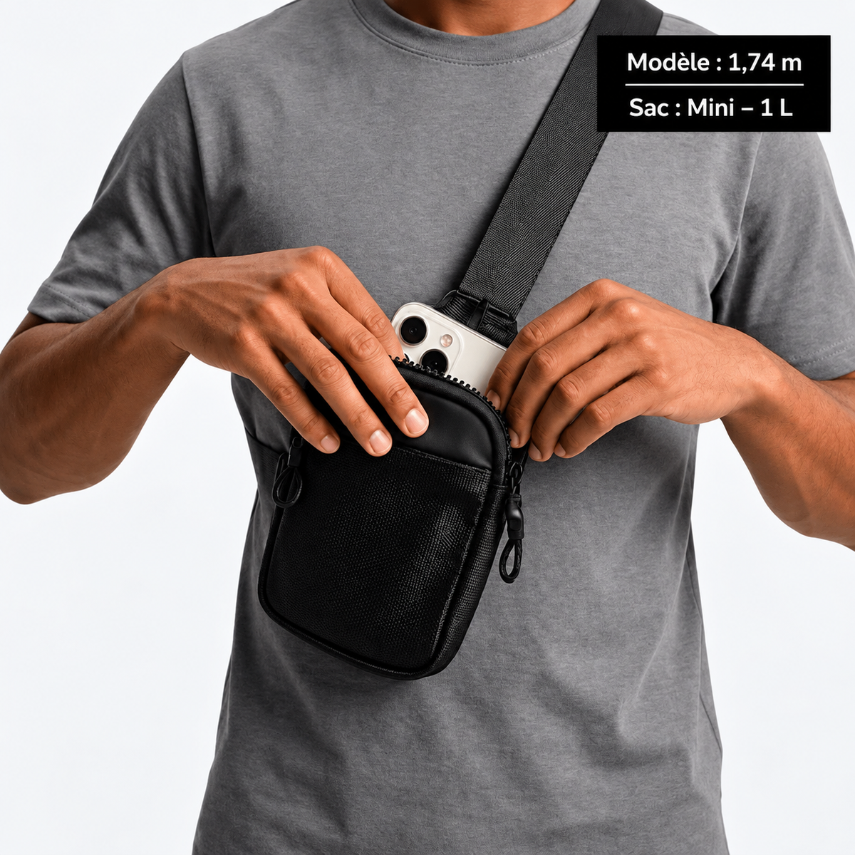 Sac bandoulière antivol compact avec protection RFID