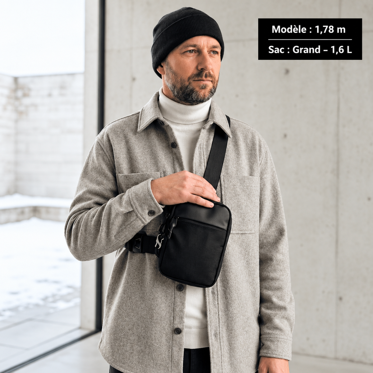 Sac bandoulière antivol compact avec protection RFID