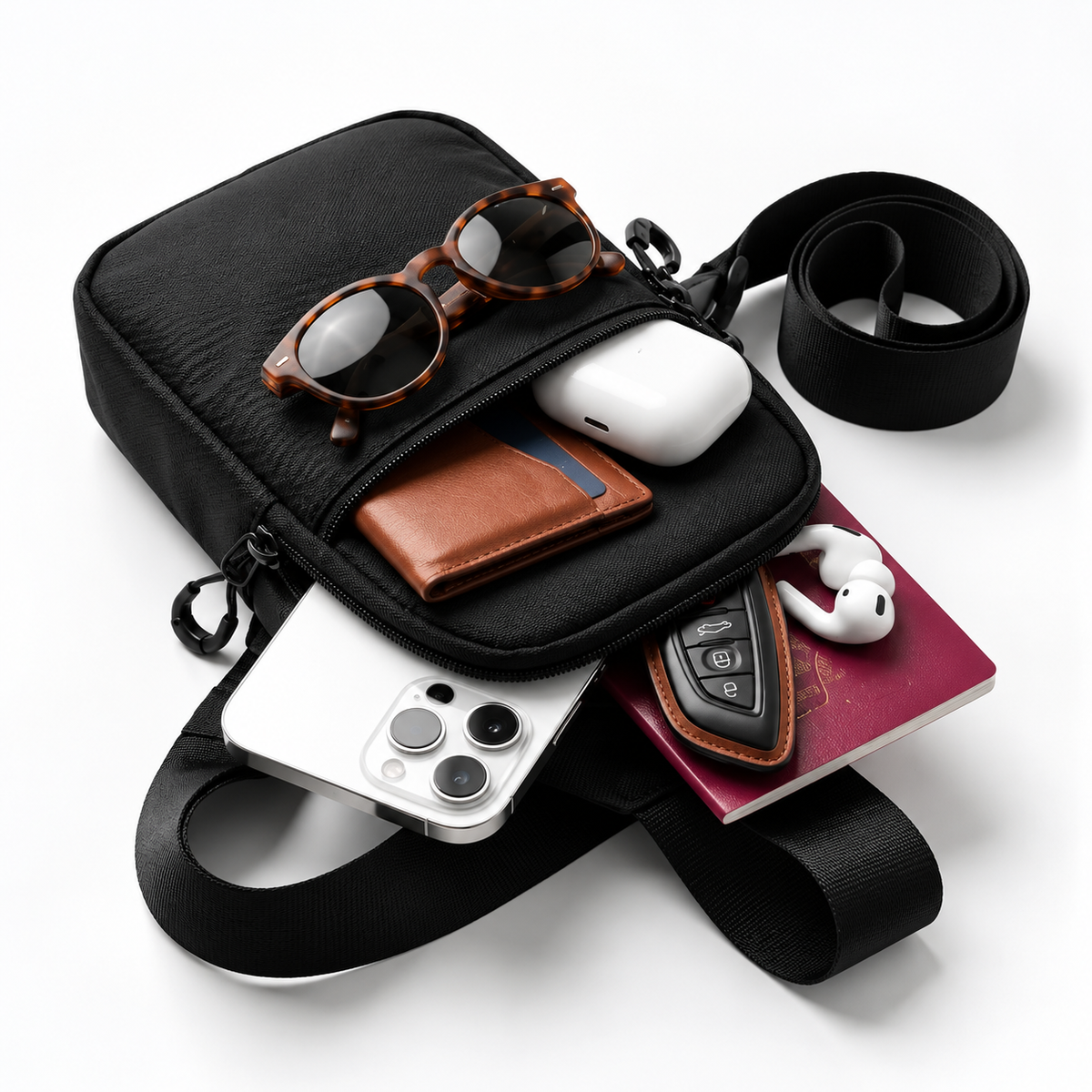 Sac bandoulière antivol compact avec protection RFID