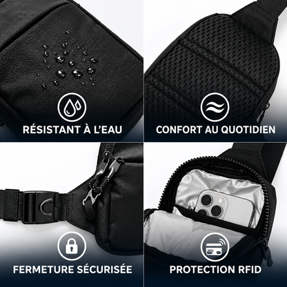 Sac bandoulière antivol compact avec protection RFID