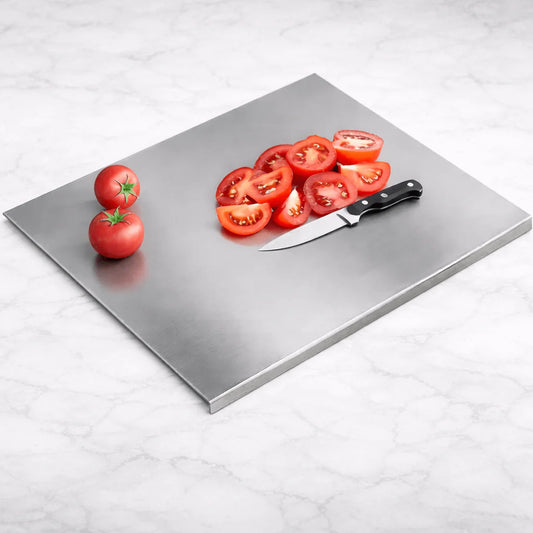 Planche de découpe en acier inoxydable antidérapante pour cuisine et pâtisserie