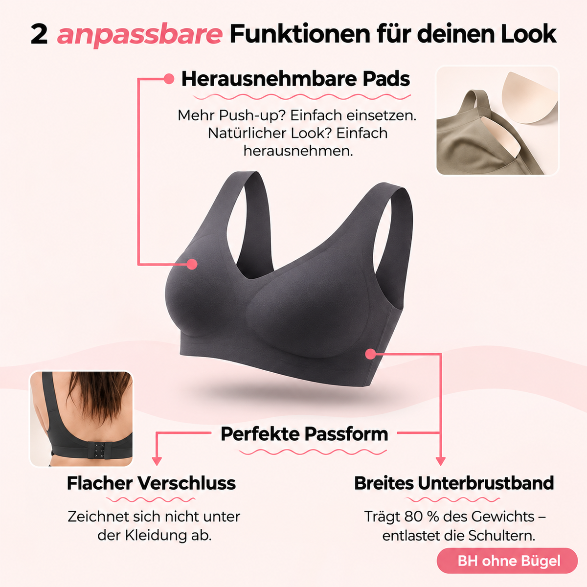 Soutien-gorge sans armatures invisible et confortable