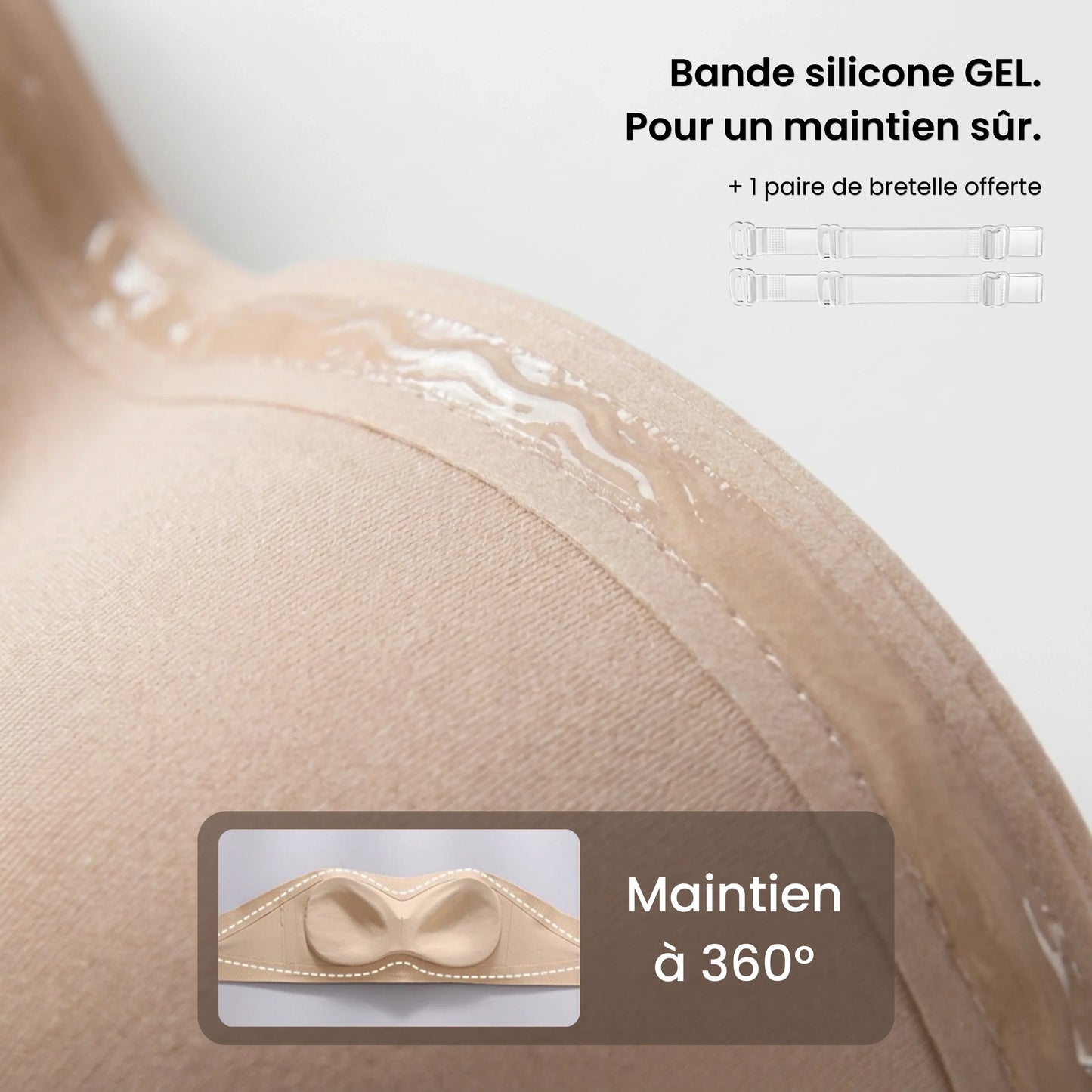 Soutien-gorge invisible sans bretelles push-up discret