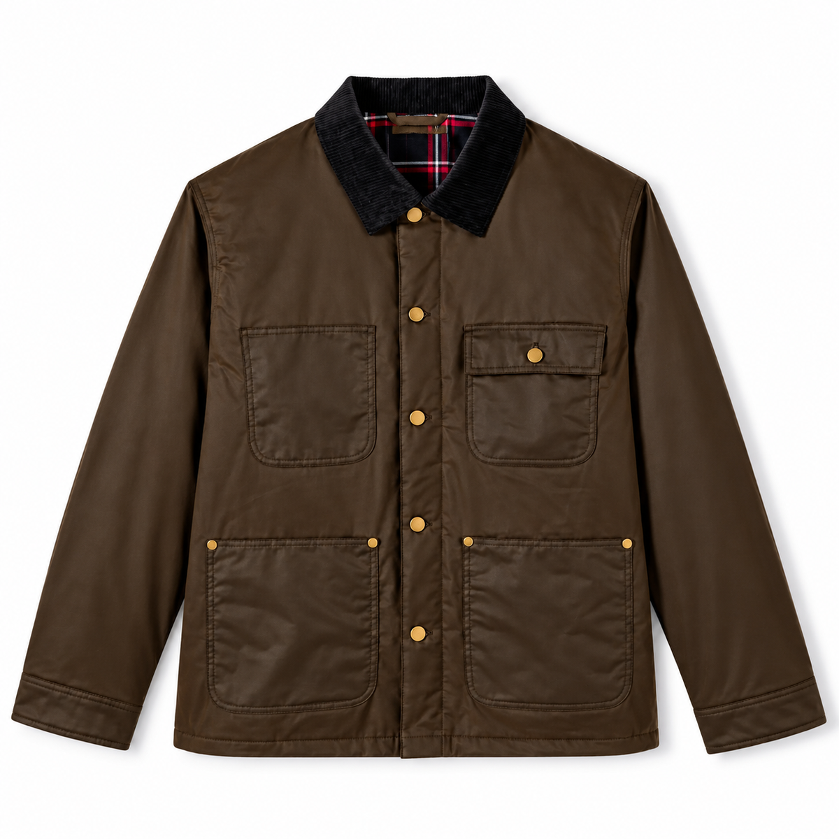 Blouson Homme Velours de Coton Kaki à Col Chemise