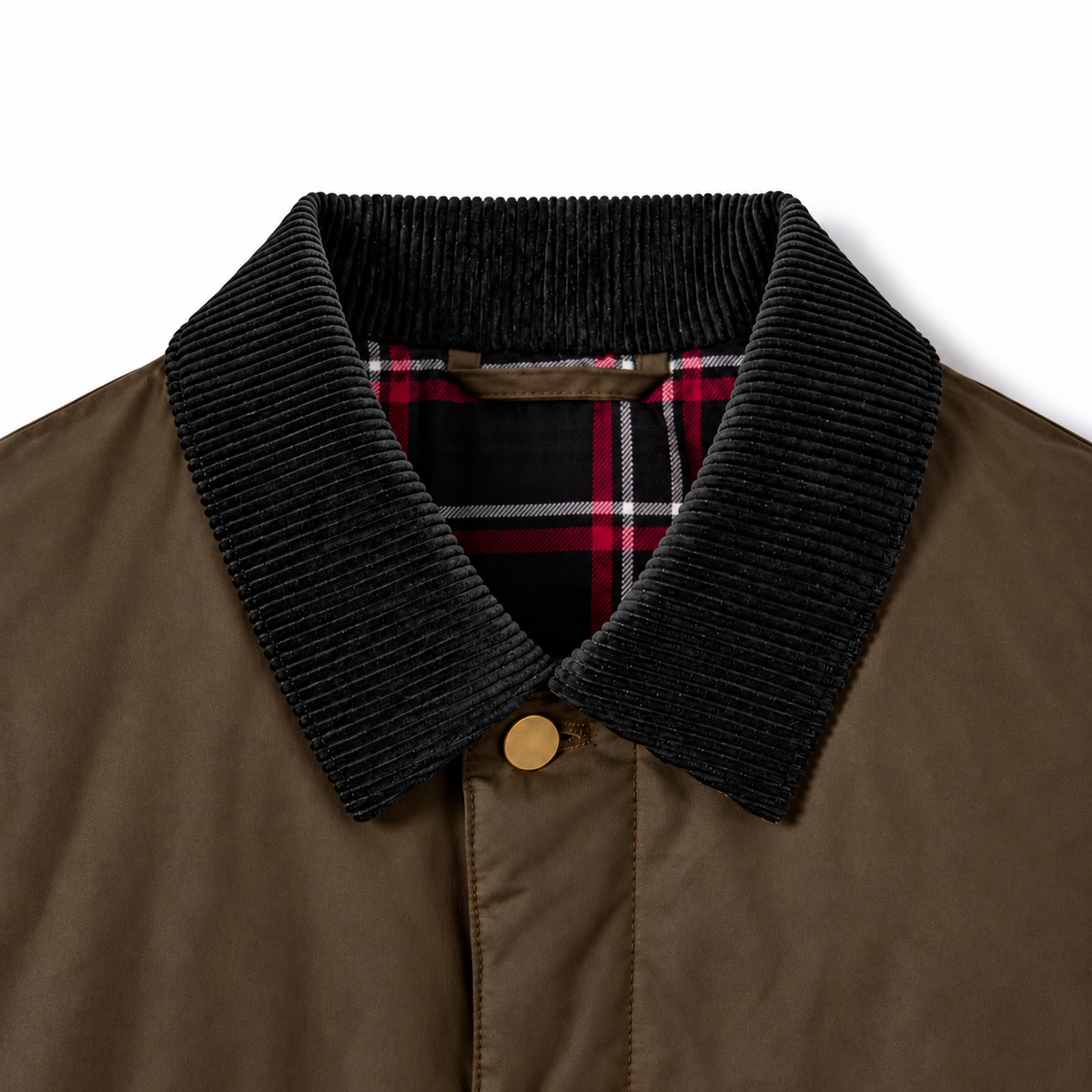 Blouson Homme Velours de Coton Kaki à Col Chemise