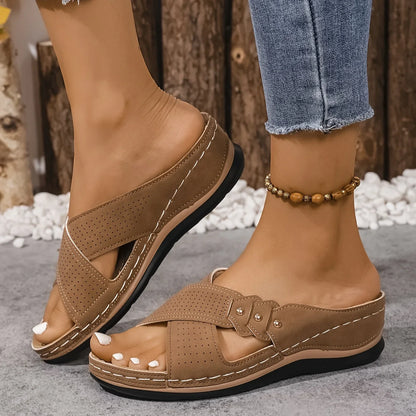 Orthopädische Damen-Sandalen mit Keilabsatz