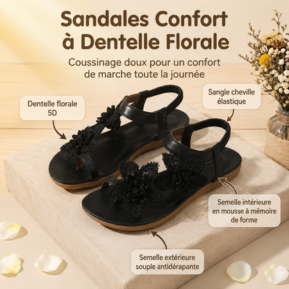 Bequeme Sandalen mit Blumenmuster für Damen