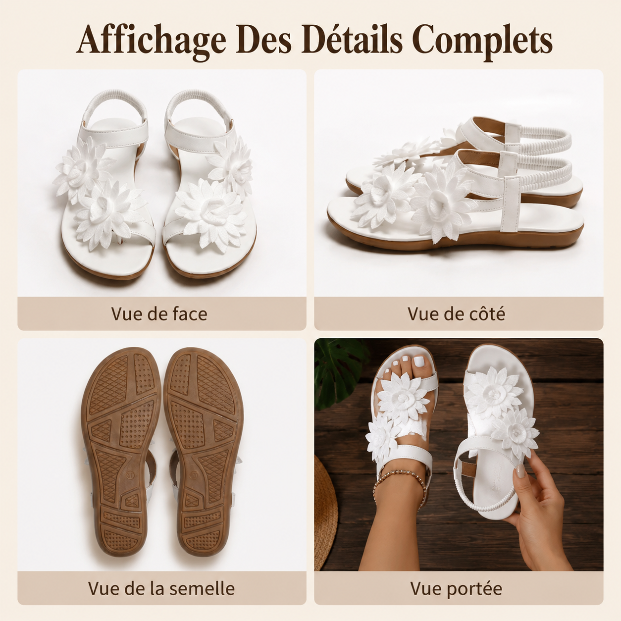 Bequeme Sandalen mit Blumenmuster für Damen